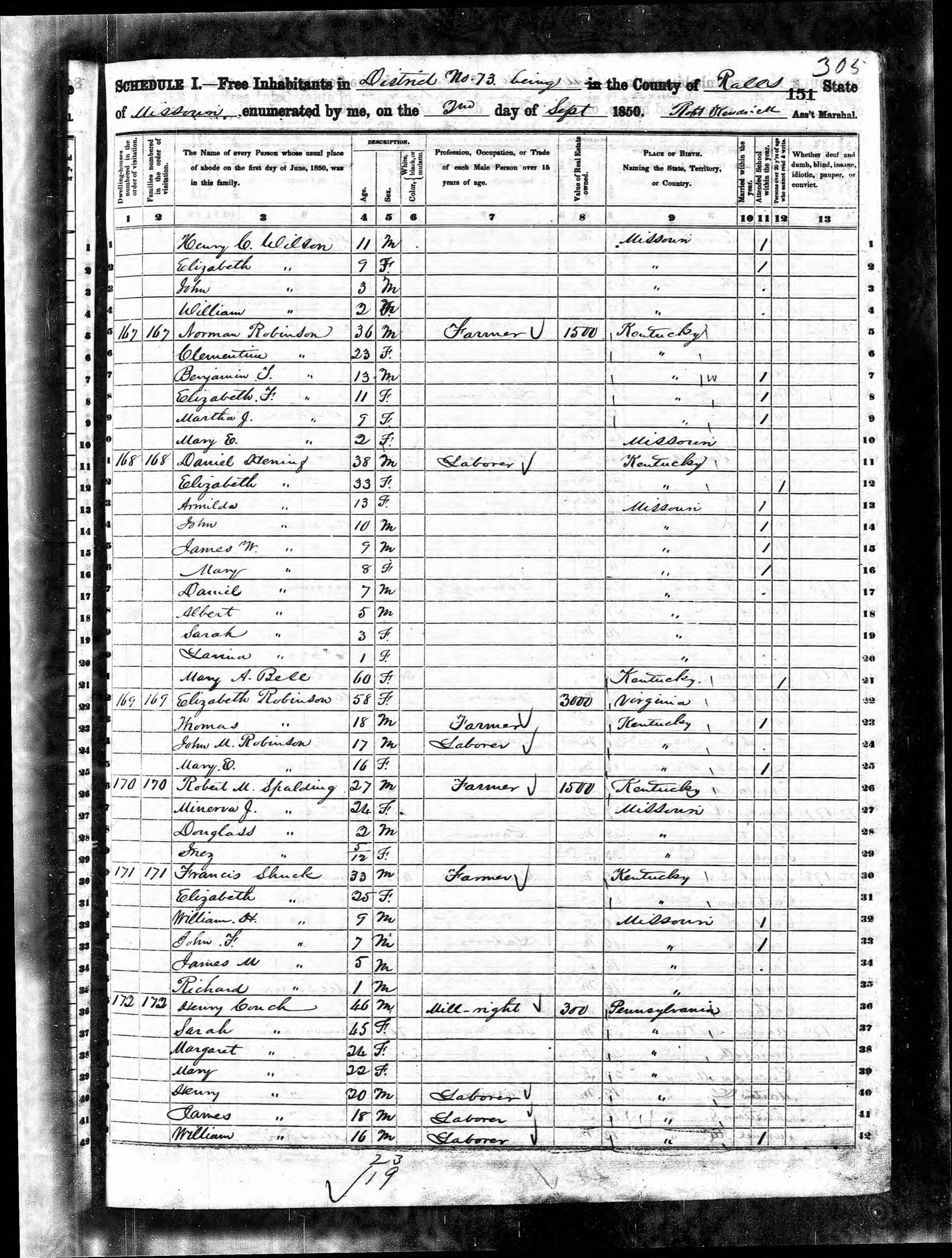 1850 Census page 2